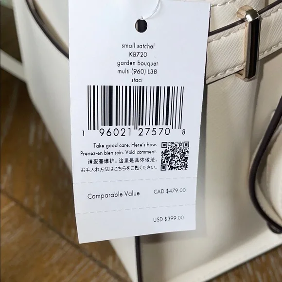 NWT Kate Spade White and Tan Floral Satchel - Picture 10 of 10